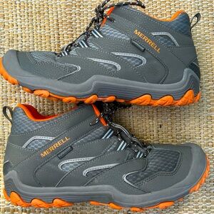 MERRELL s6.5 waterproof hiking boots-gently loved-great traction-orange/grey
